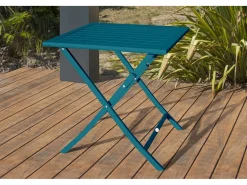Conjunto de Jantar de Jardim em Alumínio para 2 Pessoas na Cor Azul