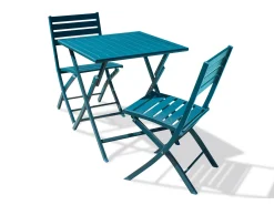 Conjunto de Jantar de Jardim em Alumínio para 2 Pessoas na Cor Azul