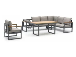 Conjunto de jantar de jardim em alumínio para 7 pessoas