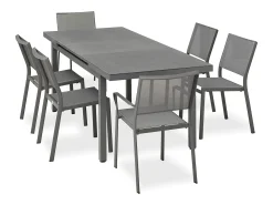 Conjunto de jantar de jardim em alumínio com 6 lugares