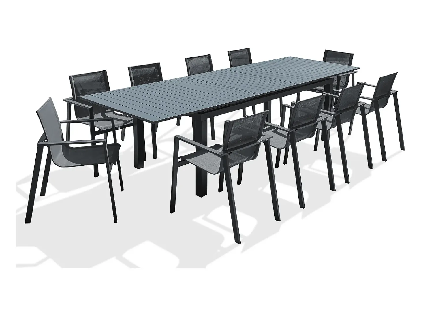 Conjunto de jantar de jardim em alumínio para 10 pessoas