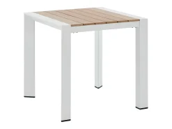 Conjunto de jantar de jardim em alumínio: uma mesa L.80 cm e 2 cadeiras empilháveis - Natural claro e branco - NYROS de MYLIA
