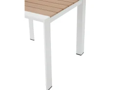Conjunto de jantar de jardim em alumínio: uma mesa L.80 cm e 2 cadeiras empilháveis - Natural claro e branco - NYROS de MYLIA