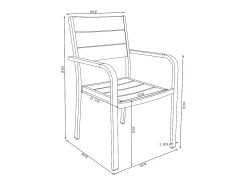 Conjunto de jantar de jardim em alumínio: uma mesa L.80 cm e 2 cadeiras empilháveis - Natural claro e branco - NYROS de MYLIA