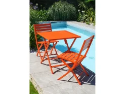 Conjunto de Jantar de Jardim em Alumínio para 2 Pessoas na Cor Laranja