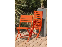 Conjunto de Jantar de Jardim em Alumínio para 2 Pessoas na Cor Laranja