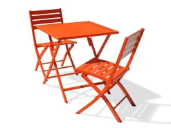 Conjunto de Jantar de Jardim em Alumínio para 2 Pessoas na Cor Laranja