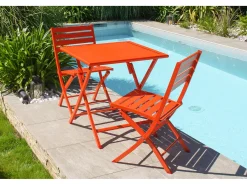 Conjunto de Jantar de Jardim em Alumínio para 2 Pessoas na Cor Laranja