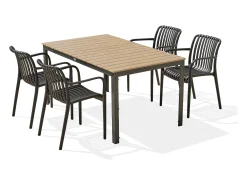 Conjunto de jantar de jardim em alumínio com 4 lugares