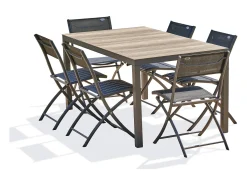 Conjunto de jantar de jardim em alumínio de 6 lugares