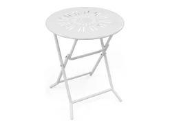 Conjunto de jantar dobrável para jardim em metal estilo ferro forjado - uma mesa D.60 cm e 2 cadeiras - Branco - GUERMANTES de MYLIA