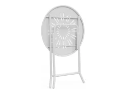 Conjunto de jantar dobrável para jardim em metal estilo ferro forjado - uma mesa D.60 cm e 2 cadeiras - Branco - GUERMANTES de MYLIA