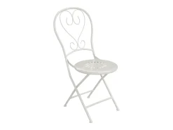 Conjunto de jantar dobrável para jardim em metal estilo ferro forjado - uma mesa D.60 cm e 2 cadeiras - Branco - GUERMANTES de MYLIA