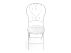 Conjunto de jantar dobrável para jardim em metal estilo ferro forjado - uma mesa D.60 cm e 2 cadeiras - Branco - GUERMANTES de MYLIA