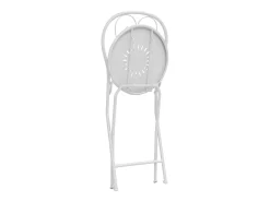 Conjunto de jantar dobrável para jardim em metal estilo ferro forjado - uma mesa D.60 cm e 2 cadeiras - Branco - GUERMANTES de MYLIA