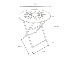 Conjunto de jantar dobrável para jardim em metal estilo ferro forjado - uma mesa D.60 cm e 2 cadeiras - Branco - GUERMANTES de MYLIA