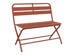 Conjunto de jantar dobrável de jardim em metal: 1 mesa L.110 cm + 2 bancos - Terracotta - MIRMANDE da MYLIA