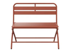 Conjunto de jantar dobrável de jardim em metal: 1 mesa L.110 cm + 2 bancos - Terracotta - MIRMANDE da MYLIA