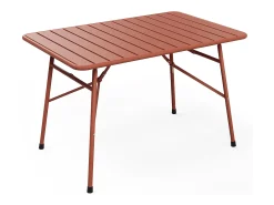 Conjunto de jantar dobrável de jardim em metal: 1 mesa L.110 cm + 2 bancos - Terracotta - MIRMANDE da MYLIA