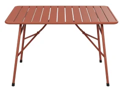 Conjunto de jantar dobrável de jardim em metal: 1 mesa L.110 cm + 2 bancos - Terracotta - MIRMANDE da MYLIA