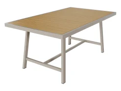 Conjunto de jantar para jardim com 6 lugares - mesa + 6 cadeiras - estrutura em tubo de aço galvanizado - cáqui + bege