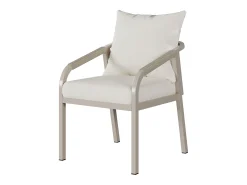 Conjunto de jantar para jardim com 6 lugares - mesa + 6 cadeiras - estrutura em tubo de aço galvanizado - cáqui + bege