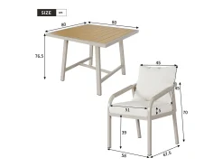 Conjunto de jantar para jardim com 4 lugares - com mesa + 4 cadeiras - estrutura em tubo de aço galvanizado - cáqui + bege