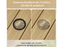Conjunto de jantar para jardim com 4 lugares - com mesa + 4 cadeiras - estrutura em tubo de aço galvanizado - cáqui + bege