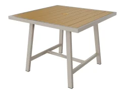 Conjunto de jantar para jardim com 4 lugares - com mesa + 4 cadeiras - estrutura em tubo de aço galvanizado - cáqui + bege