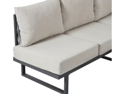 Conjunto de jardim - 6 lugares - conjunto de canto, sofá + mesa de centro + descanso para pés, em aço
