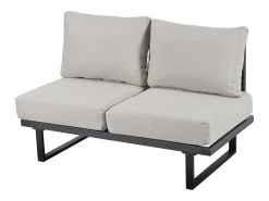 Conjunto de jardim - 6 lugares - conjunto de canto, sofá + mesa de centro + descanso para pés, em aço