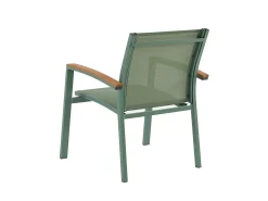 Conjunto de jardim alumínio mesa extensível 180/240 e 6 cadeirões verde-amêndoa - NAURU