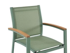Conjunto de jardim alumínio mesa extensível 180/240 e 6 cadeirões verde-amêndoa - NAURU