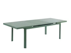 Conjunto de jardim alumínio mesa extensível 180/240 e 6 cadeirões verde-amêndoa - NAURU