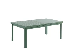 Conjunto de jardim alumínio mesa extensível 180/240 e 6 cadeirões verde-amêndoa - NAURU