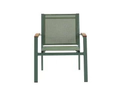 Conjunto de jardim alumínio mesa extensível 180/240 e 6 cadeirões verde-amêndoa - NAURU