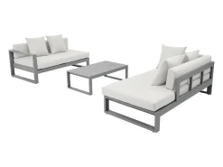 Conjunto de jardim em alumínio com sofá de canto e mesa de centro - Taupe - MOLOKAI da MYLIA
