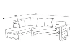 Conjunto de jardim em alumínio com sofá de canto e mesa de centro - Taupe - MOLOKAI da MYLIA