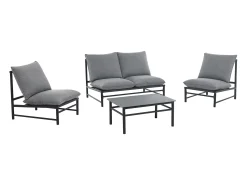 Conjunto de jardim em alumínio: um sofá de 2 lugares, 2 poltronas e uma mesa de centro - Antracite - LISMO da MYLIA
