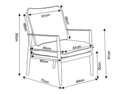 Conjunto de jardim em alumínio: um sofá de 2 lugares, 2 poltronas e uma mesa de centro - Branco com almofadas bege - TAVINYA da MYLIA