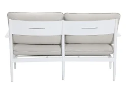 Conjunto de jardim em alumínio: um sofá de 2 lugares, 2 poltronas e uma mesa de centro - Branco com almofadas bege - TAVINYA da MYLIA