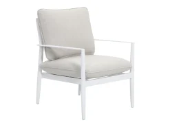 Conjunto de jardim em alumínio: um sofá de 2 lugares, 2 poltronas e uma mesa de centro - Branco com almofadas bege - TAVINYA da MYLIA