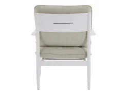 Conjunto de jardim em alumínio: um sofá de 2 lugares, 2 poltronas e uma mesa de centro - Branco com almofadas bege - TAVINYA da MYLIA