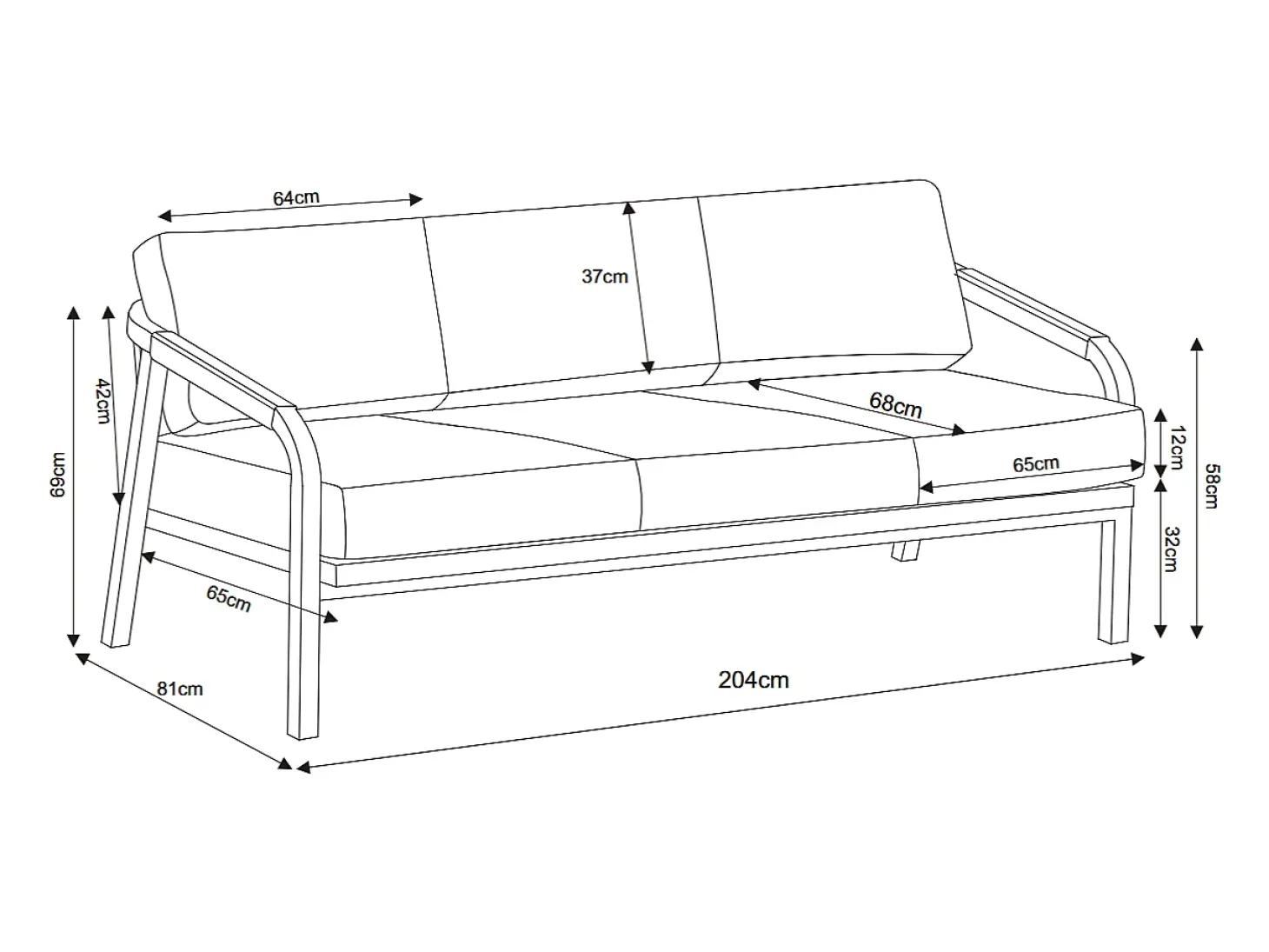 Conjunto de jardim em alumínio e corda: sofá 3 lugares, 2 poltronas e uma mesa de centro – Branco com almofadas bege – LUREYA da MYLIA