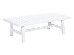 Conjunto de jardim em alumínio e corda: sofá 3 lugares, 2 poltronas e uma mesa de centro – Branco com almofadas bege – LUREYA da MYLIA