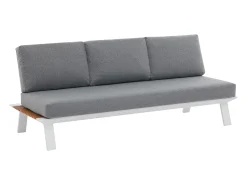 Conjunto de jardim em alumínio: um sofá de 3 lugares, 2 poltronas e uma mesa de centro - Natural claro e almofadas antracite - MALLY da MYLIA