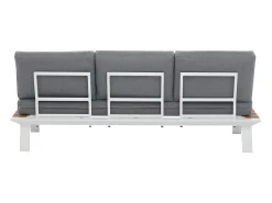 Conjunto de jardim em alumínio: um sofá de 3 lugares, 2 poltronas e uma mesa de centro - Natural claro e almofadas antracite - MALLY da MYLIA