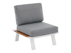 Conjunto de jardim em alumínio: um sofá de 3 lugares, 2 poltronas e uma mesa de centro - Natural claro e almofadas antracite - MALLY da MYLIA