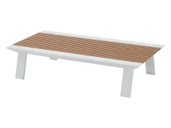 Conjunto de jardim em alumínio: um sofá de 3 lugares, 2 poltronas e uma mesa de centro - Natural claro e almofadas antracite - MALLY da MYLIA