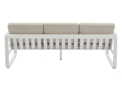 Conjunto de jardim em alumínio: 1 sofá de 3 lugares, 2 poltronas e 1 mesa de centro - Branco com almofadas bege - LOMIA da MYLIA